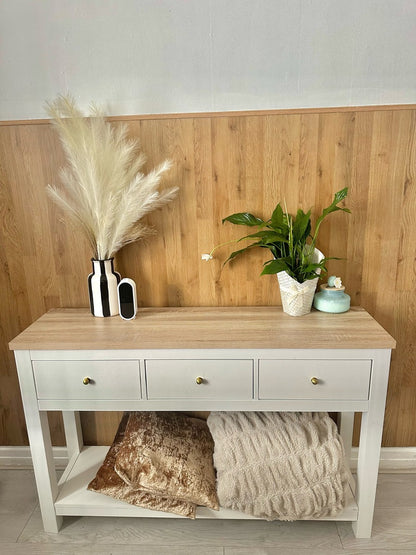 Bampton Alabaster White 3 Drawer Console Table