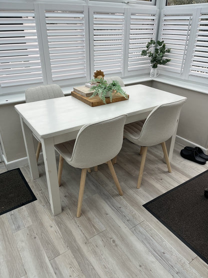 Bella Light Beige Boucle Dining Chairs with Whitewash Oak Legs  - Laura James