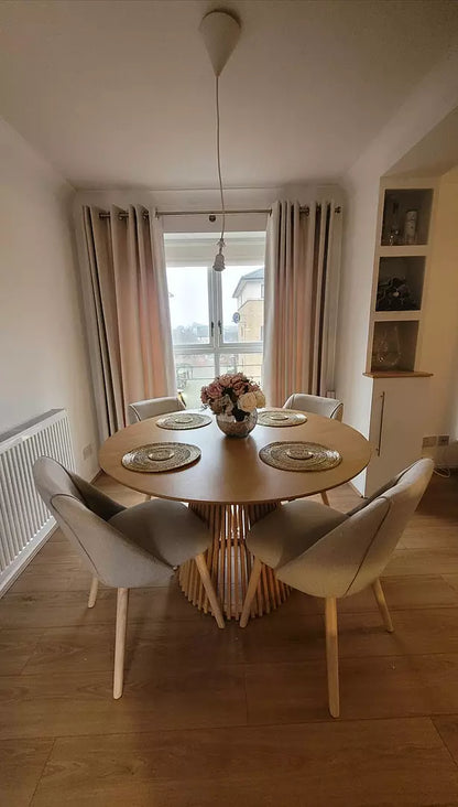 Willow 4 Seater Pale Oak Dining Table Set - Freya Sand Dining Chairs with Whitewash Oak Legs  - Laura James