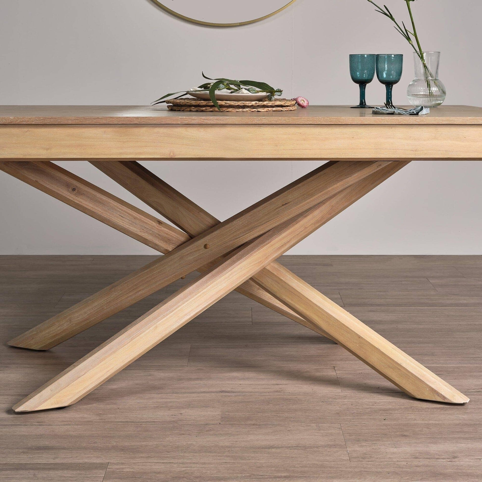 Amelia Sold Oak Whitewash Dining Table with Cross Legs - Laura James