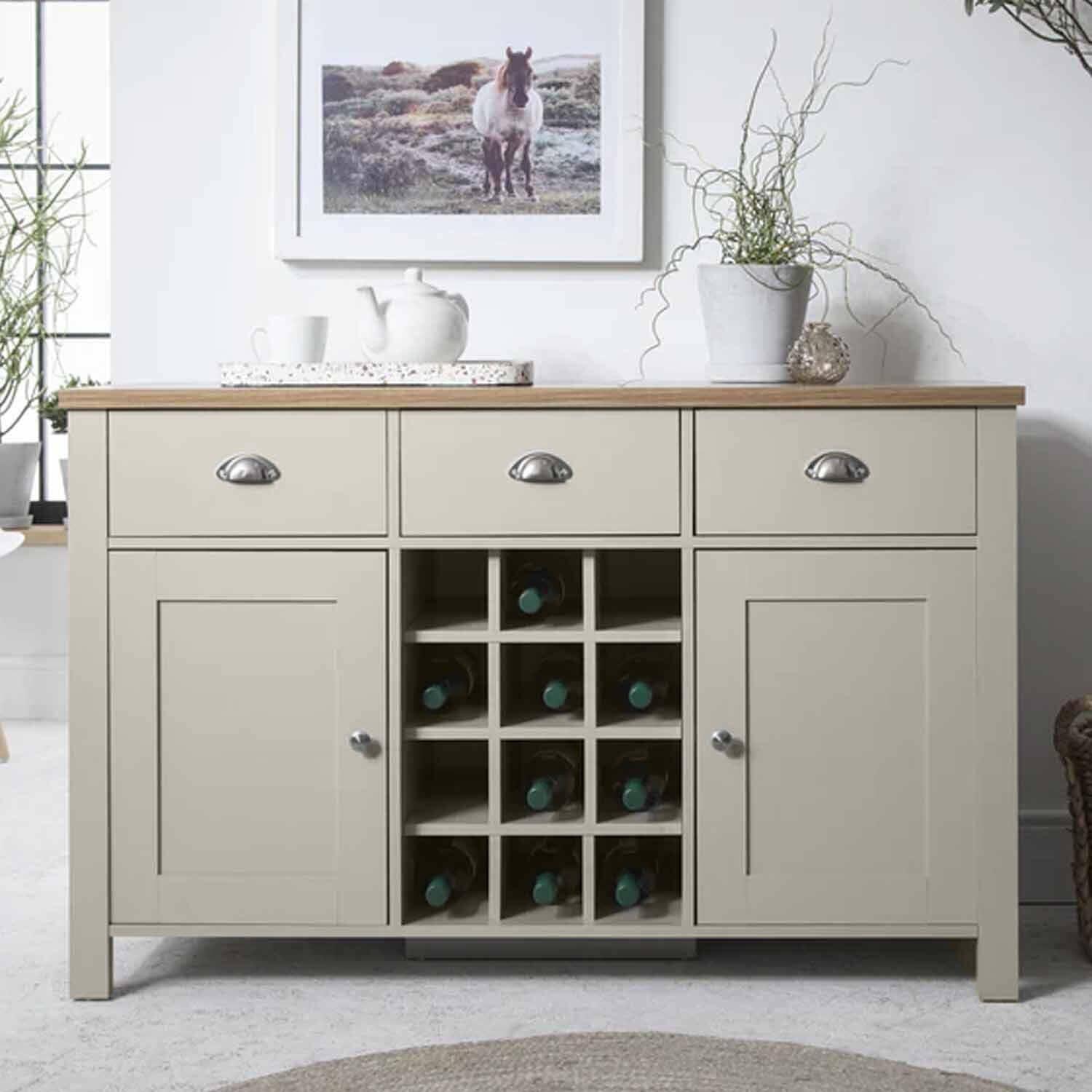 Outlet - Bampton Grey Sideboard with Wine Rack - Laura James