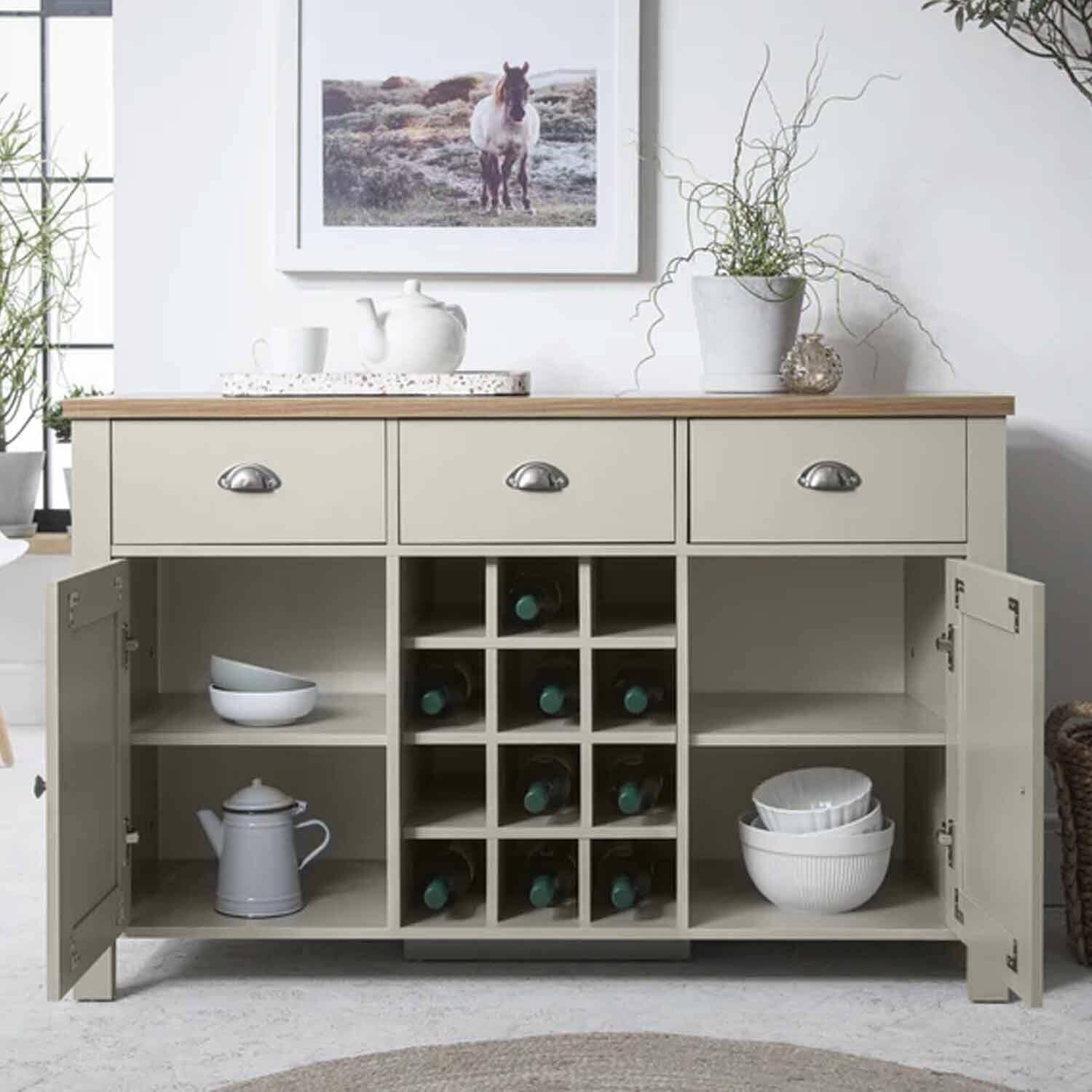 Outlet - Bampton Grey Sideboard with Wine Rack - Laura James