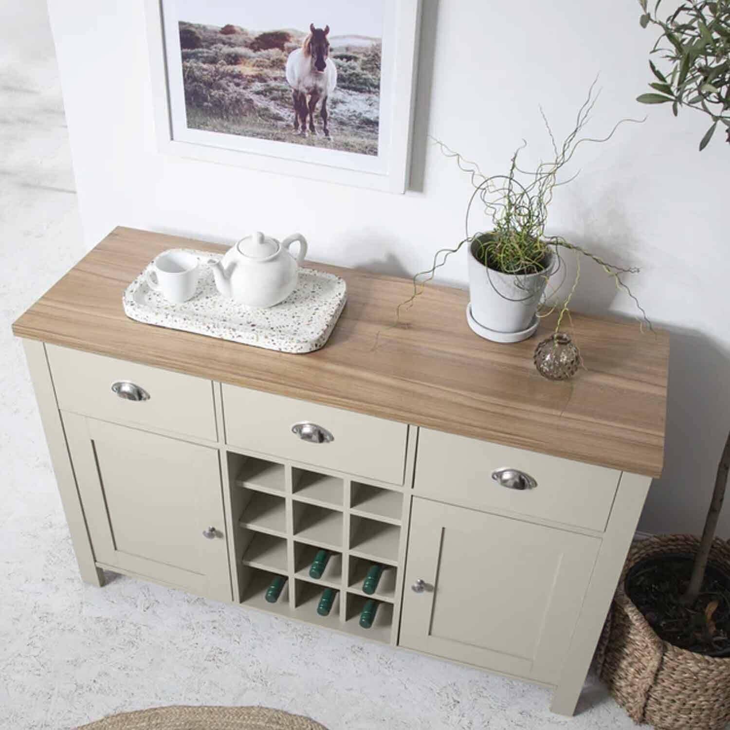 Outlet - Bampton Grey Sideboard with Wine Rack - Laura James