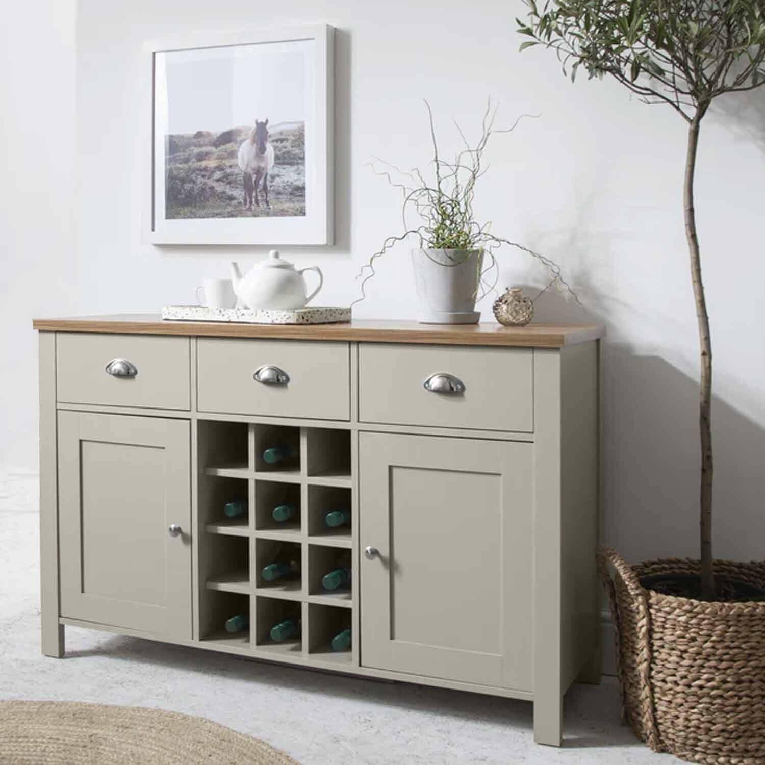 Outlet - Bampton Grey Sideboard with Wine Rack - Laura James