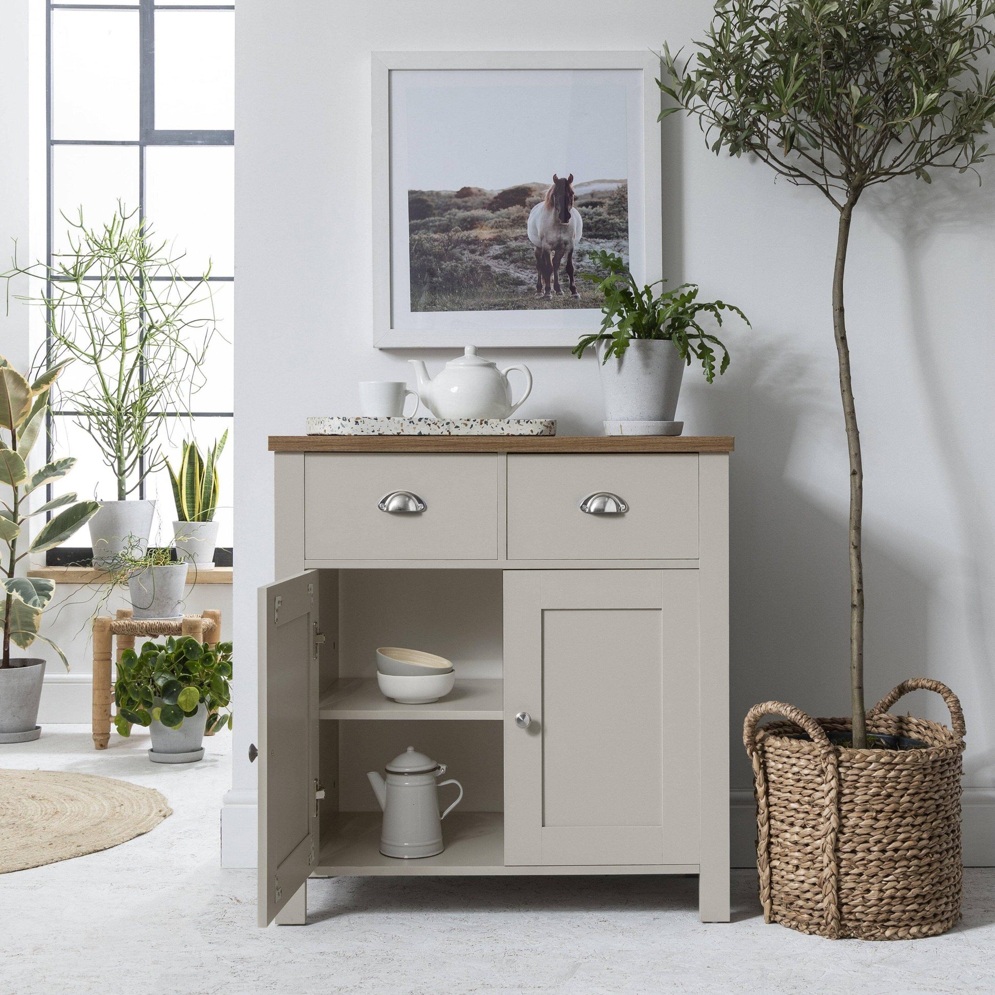 Outlet - Bampton Sideboard with 2 Drawers Grey