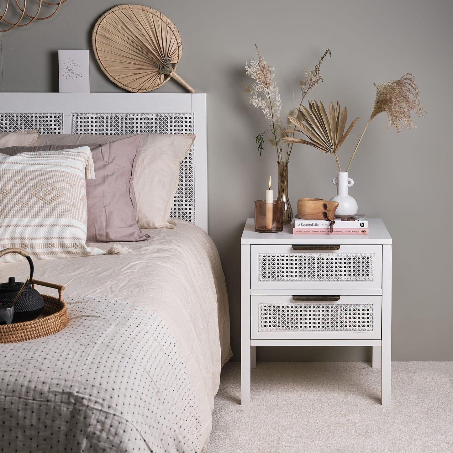 Charlie 2 drawer bedside table - white - Laura James