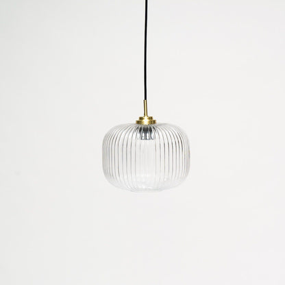 Clear Fluted Glass Gold Pendant Light - Laura James