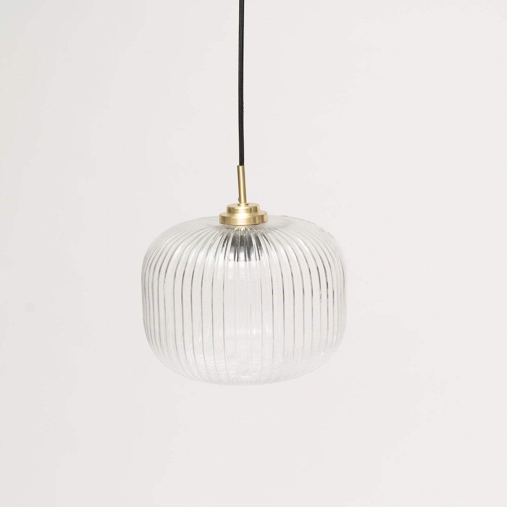 Clear Fluted Glass Gold Pendant Light - Laura James