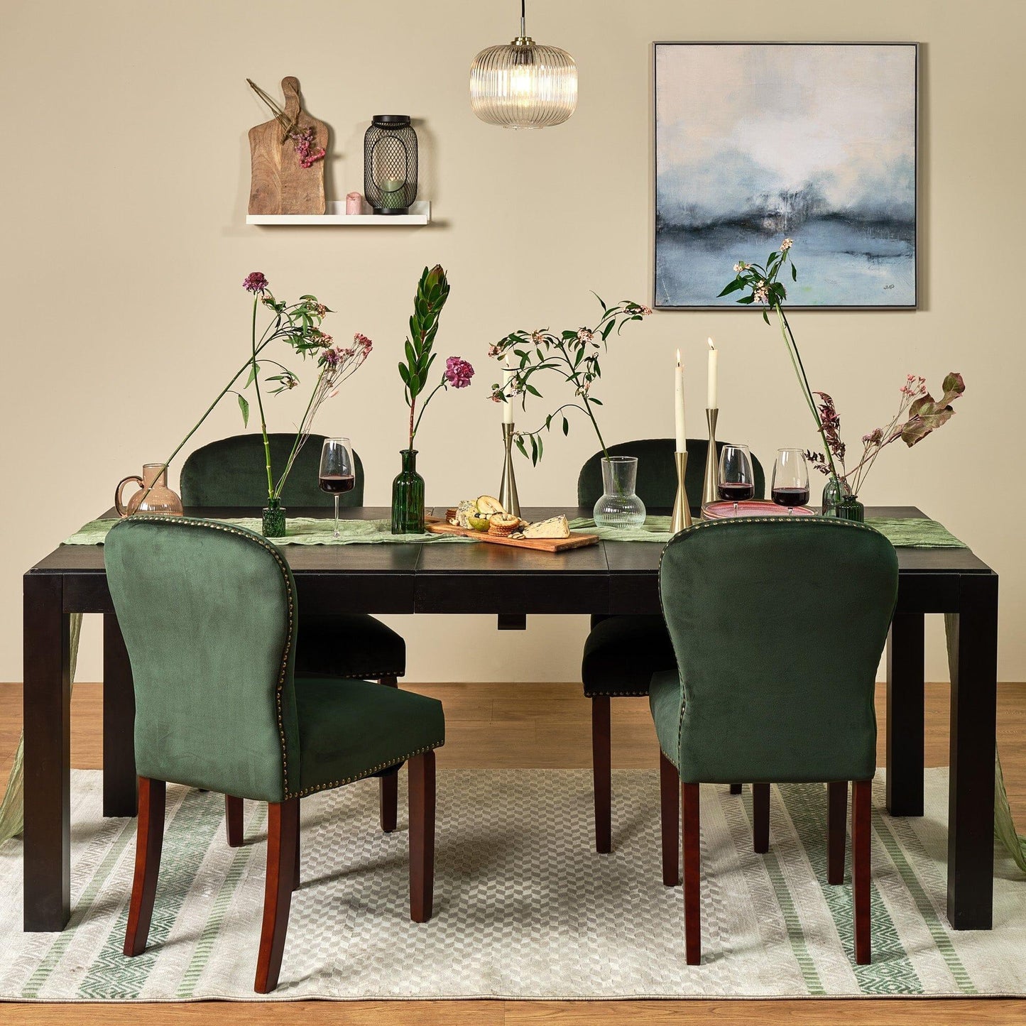 Green Velvet Dining Chair - Laura James