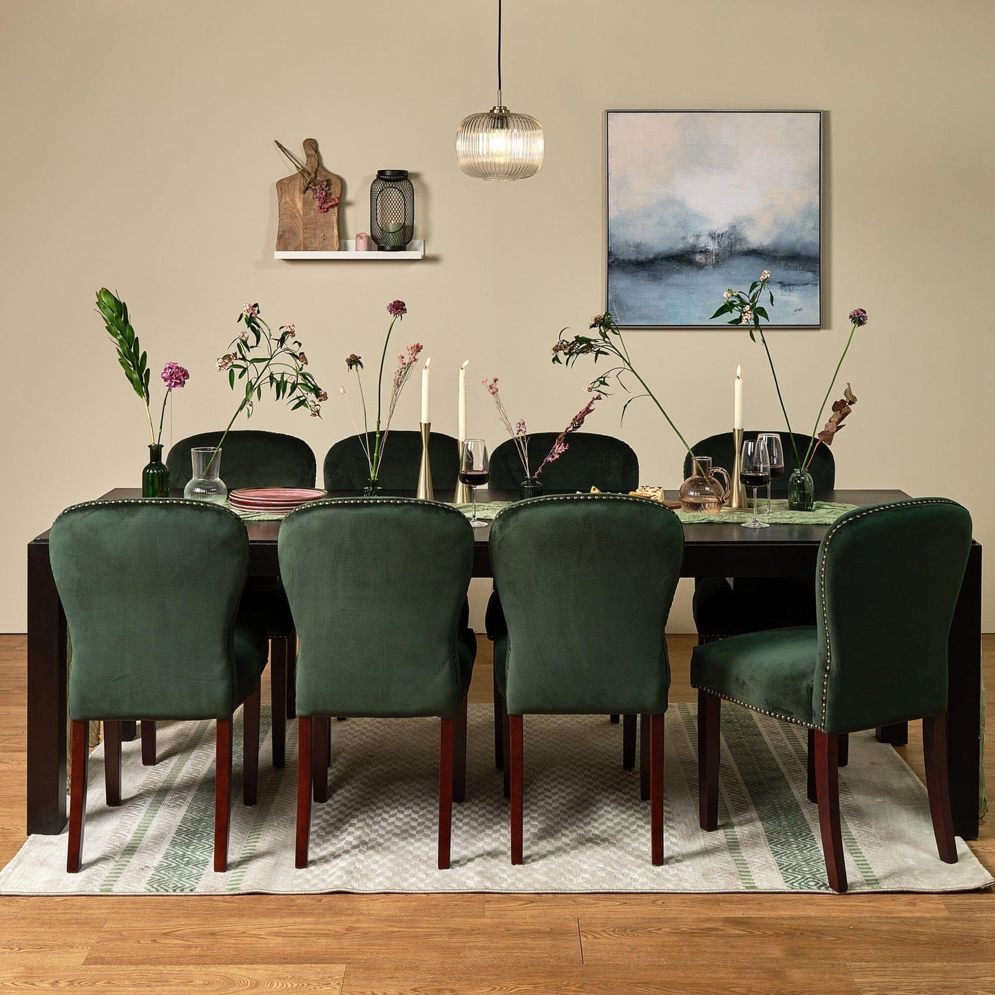 Green Velvet Dining Chair - Laura James