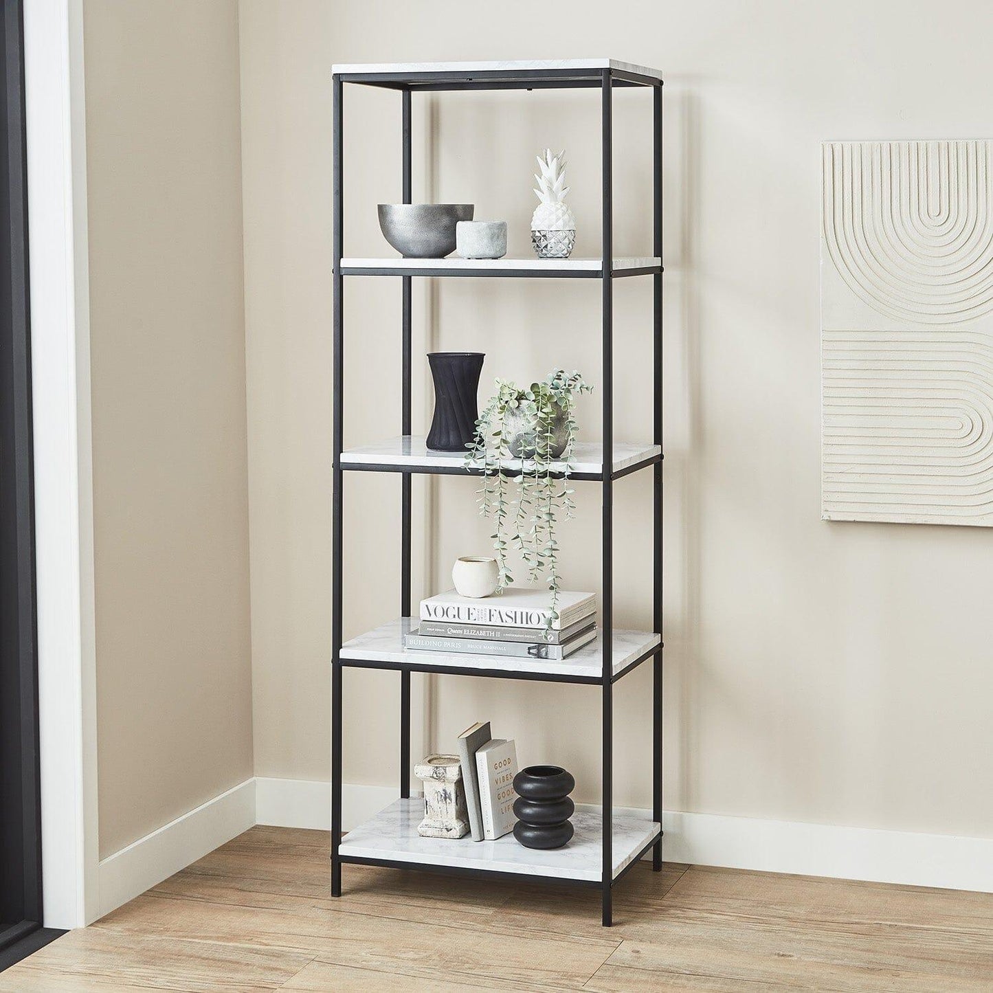Outlet - Jay bookcase - marble effect and black - Laura James