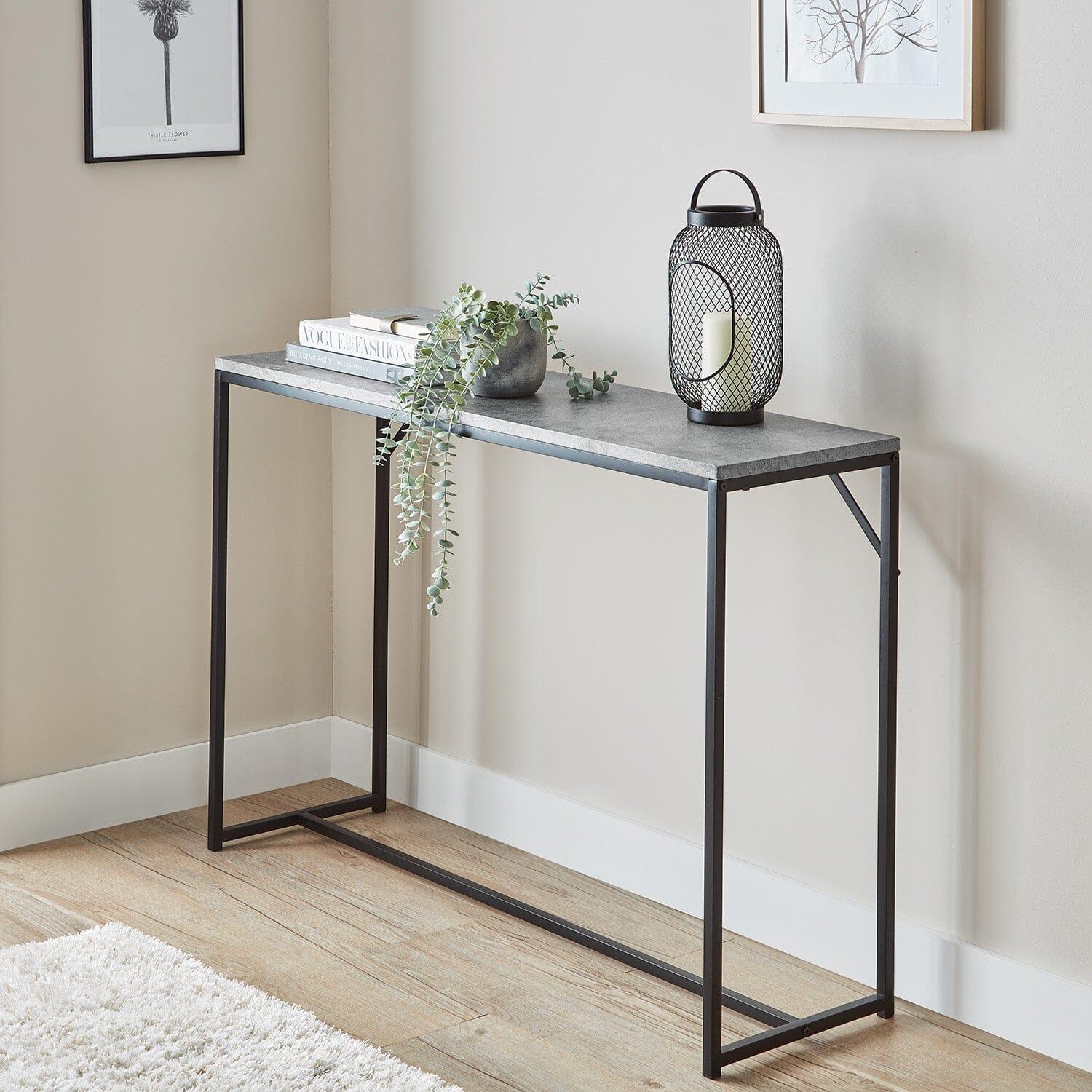 Outlet Jay console table - concrete effect and black