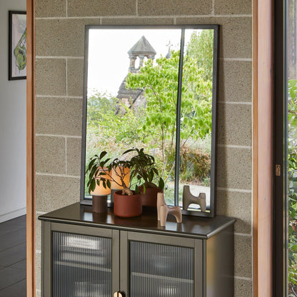 Lua 2 Door Sideboard in Fir Green with Fluted Glass - Laura James