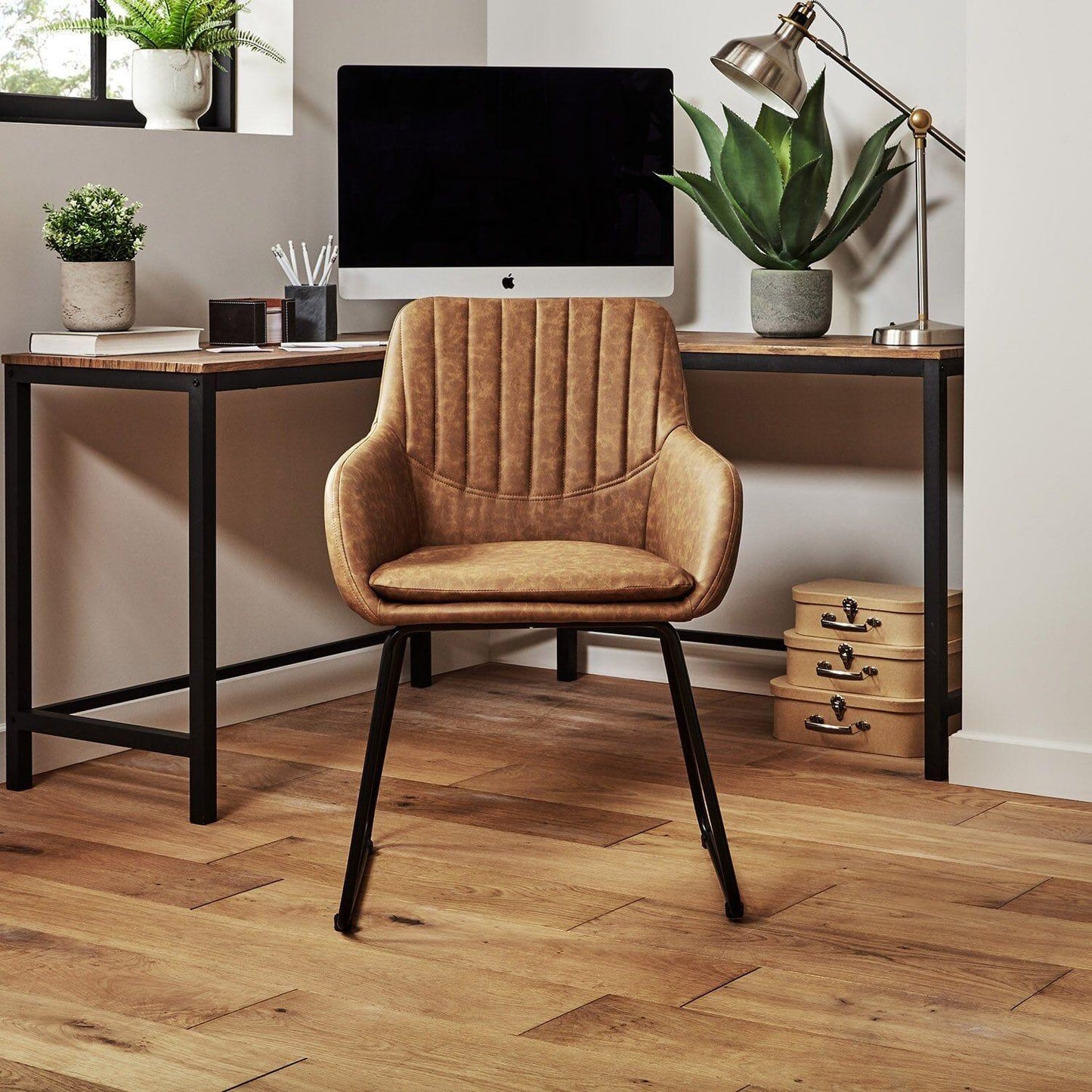 Sheffield office chair – tan – faux leather - Laura James