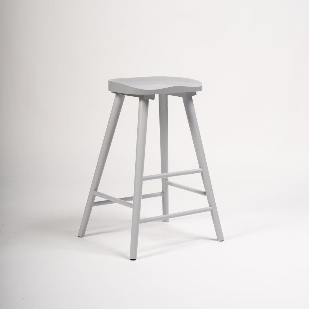 Outlet - Silvester Wooden Bar Stool Seat -Grey - Laura James