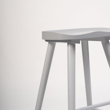 Outlet - Silvester Wooden Bar Stool Seat -Grey - Laura James
