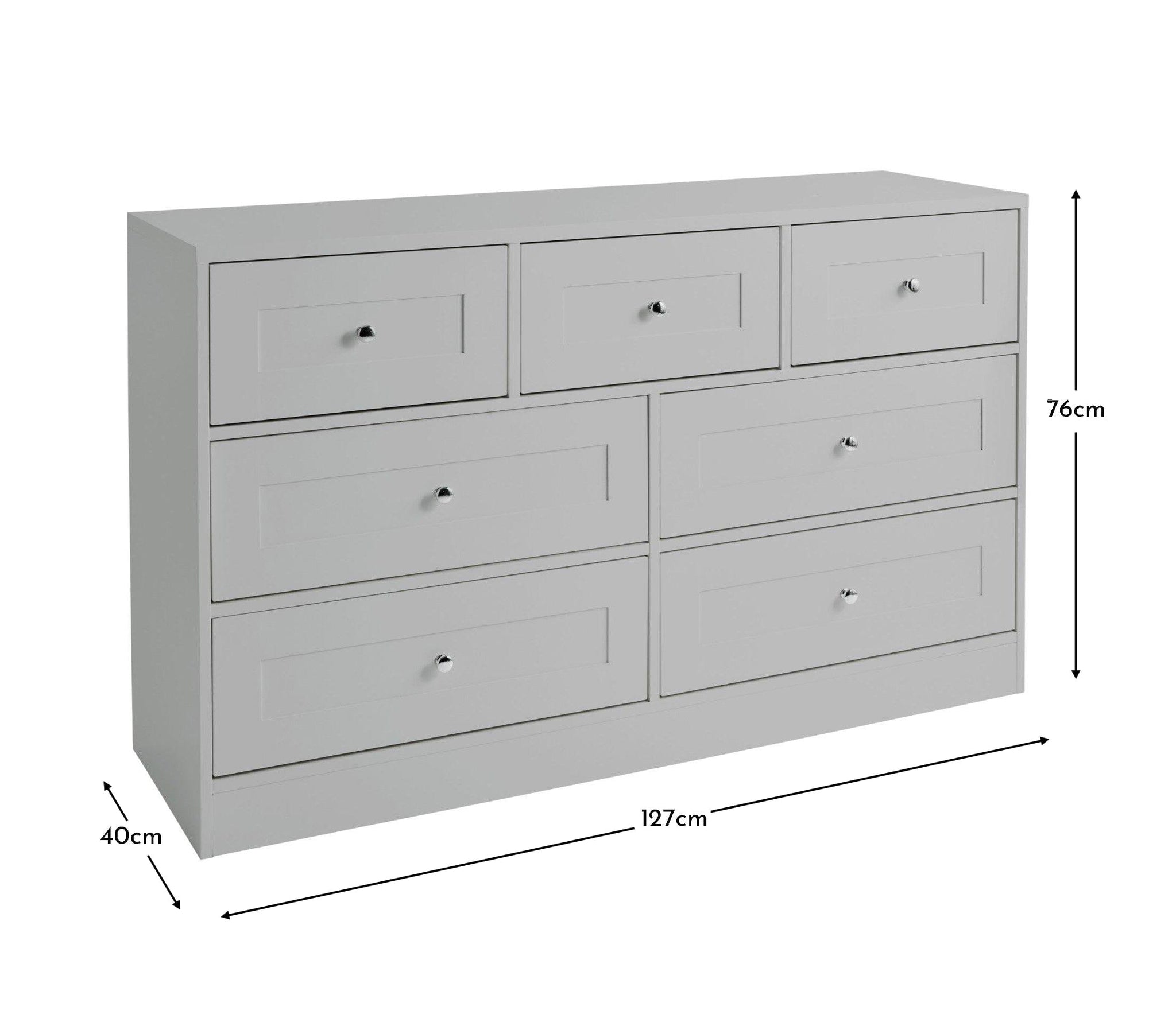 Stevie 7 Drawer Chest of Drawers - Grey – Laura James