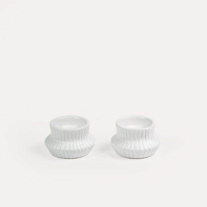 White tealight holders - set of 2 - Laura JAmes