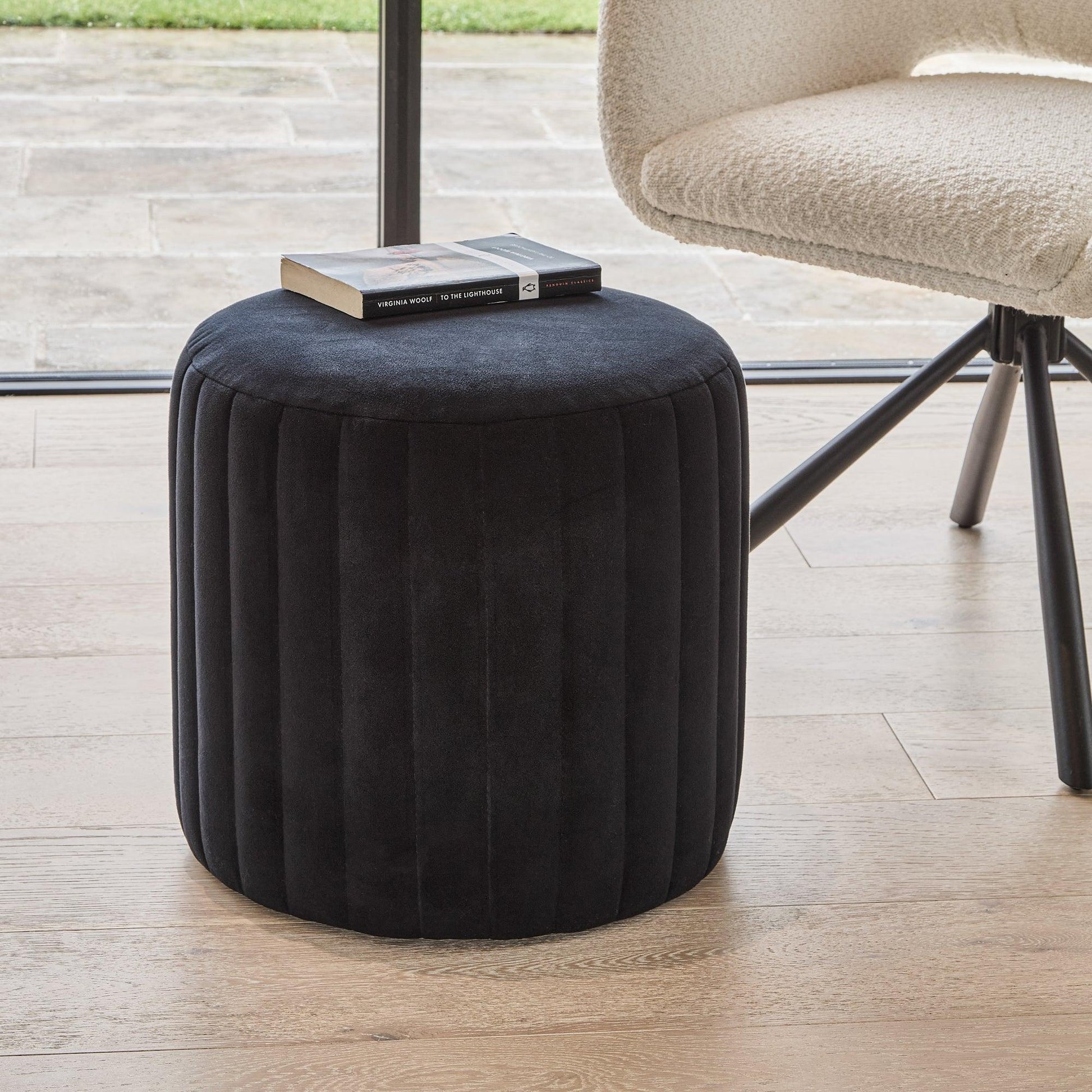 Penelope Drum Stool - Black