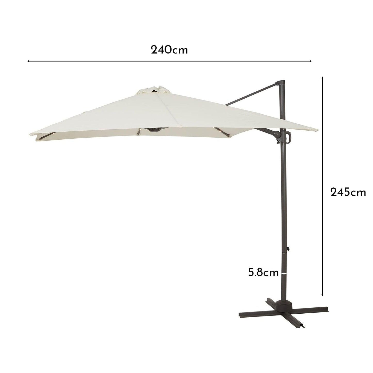 Cream Cantilever Parasol with LEDs - Laura James