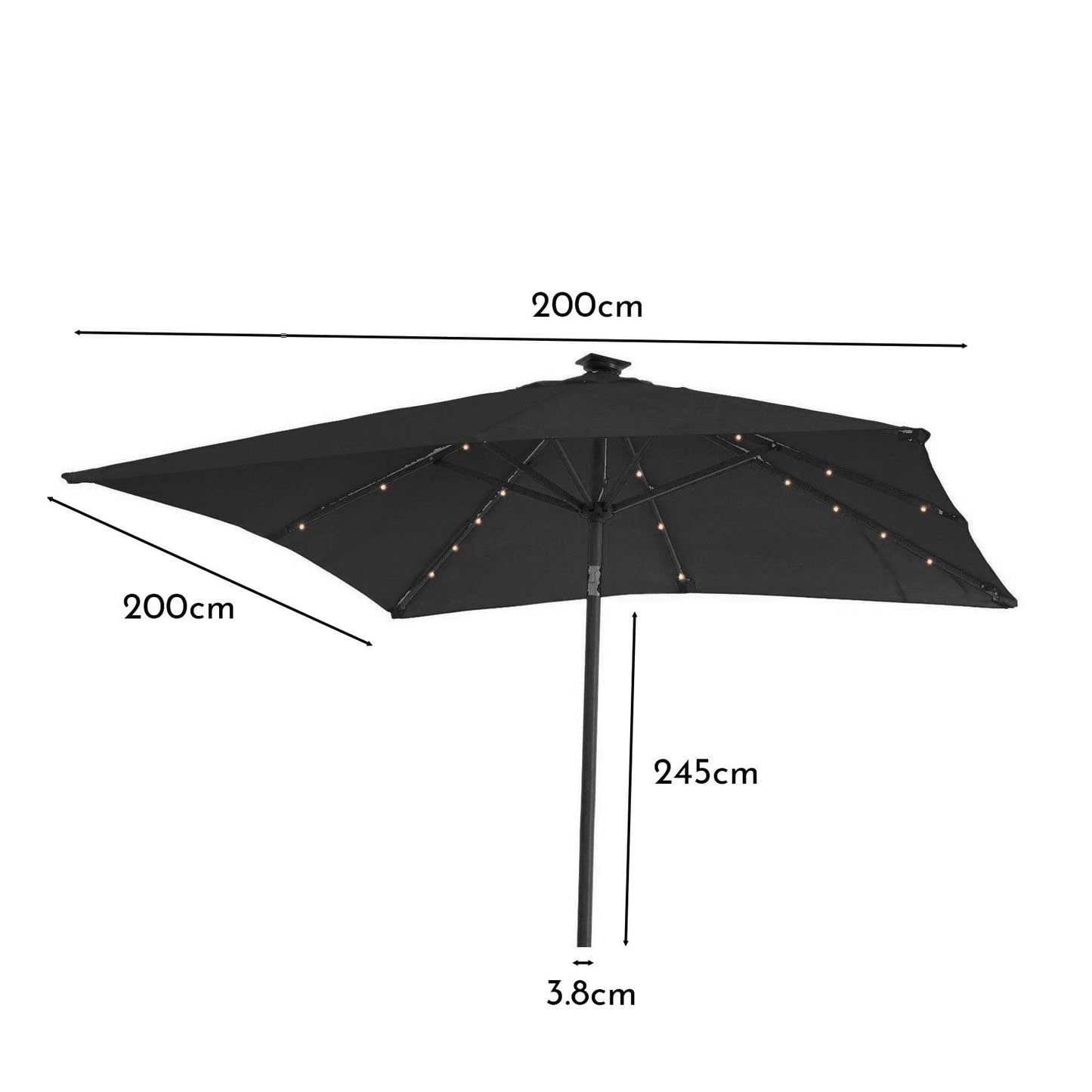 Premium Square 2 x 2m Parasol Grey - Laura James