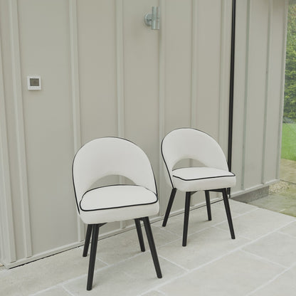 Marilyn Dining Chairs - Set of 2 - Ivory with Black Oak Legs