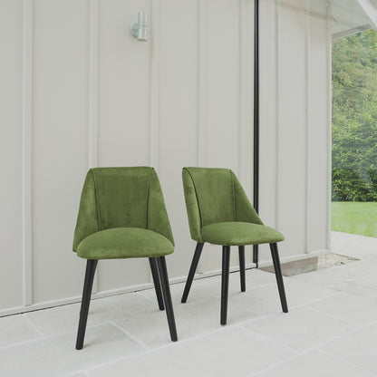 Freya Dining Chairs - Set Of 2 - Fern Green with Black Oak Legs