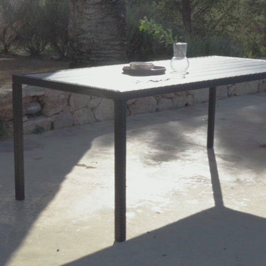 Marston 6 Seat Polywood Top Outdoor Dining Table - Black