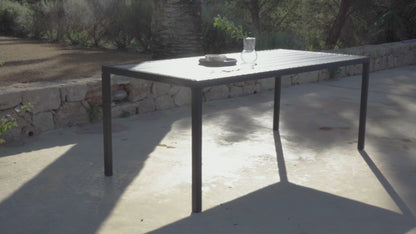 Marston 6 Seat Polywood Top Outdoor Dining Table - Black