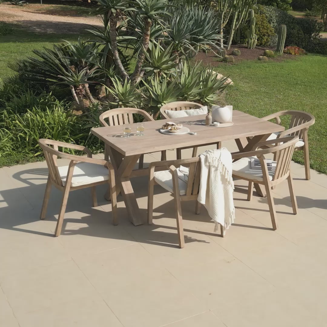 Charlotte Wooden 6 Seater Dining Table Set with Shiro Dining Chairs - Laura James 