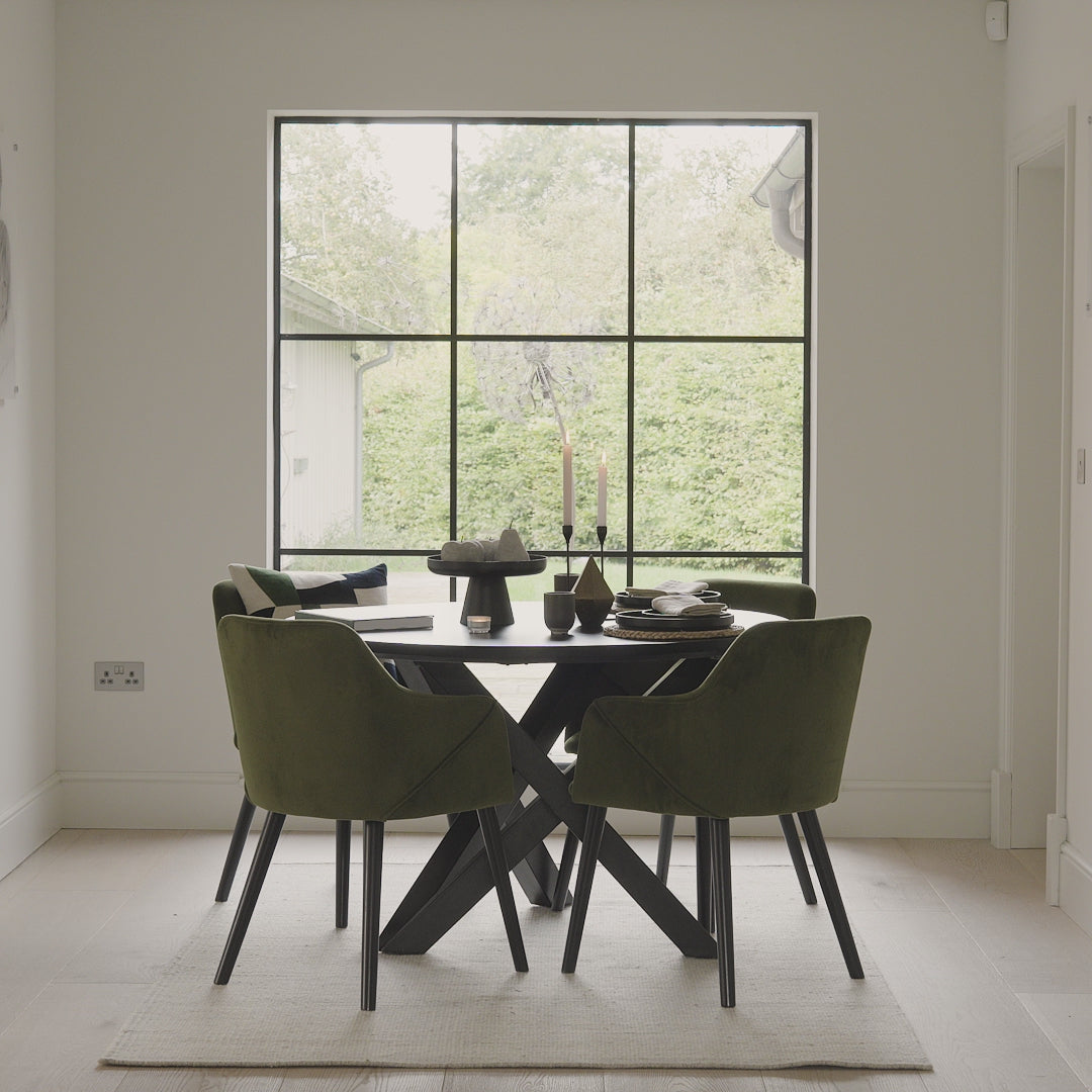 levi-round-dining-table-freya-fern-green-armchair-video