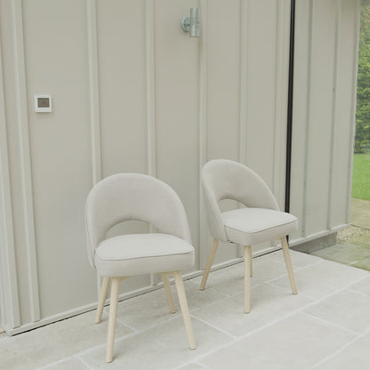 Marilyn Dining Chairs - Set of 2 - Soft Beige with Whitewash Oak Legs