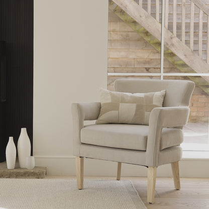 Outlet - Grace Soft Beige Armchair - Whitewash Oak Legs