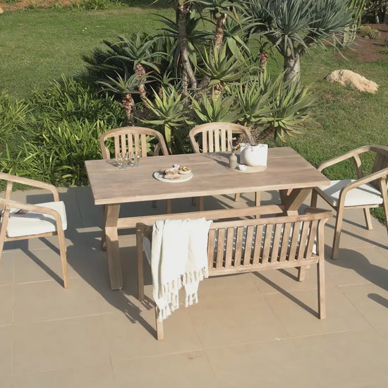 Arbor Wooden Dining Table Set with 4 x Shiro Chairs and Shiro 130cm Dining Bench - Laura James 