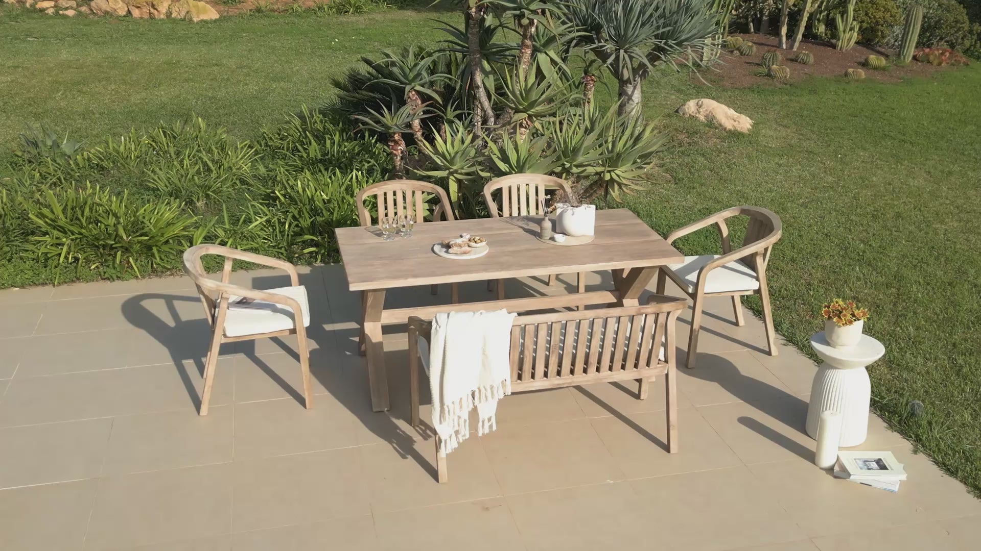 Arbor Wooden Dining Table Set with 4 x Shiro Chairs and Shiro 130cm Dining Bench - Laura James 