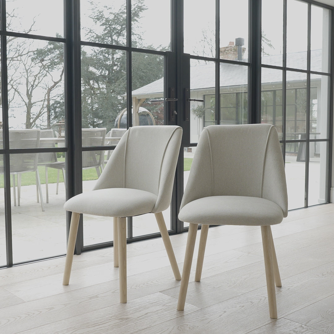 Freya dining chairs - set of 2 - oatmeal and pale oak