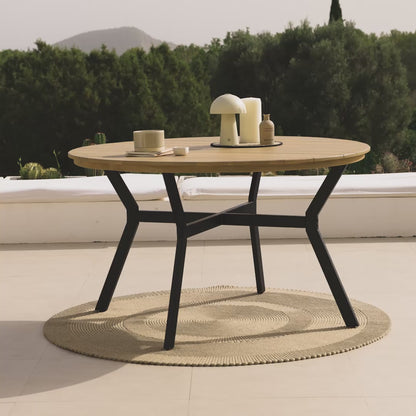 Ezra Round Garden Dining Table - White Acacia with Black Metal Legs - Laura James 