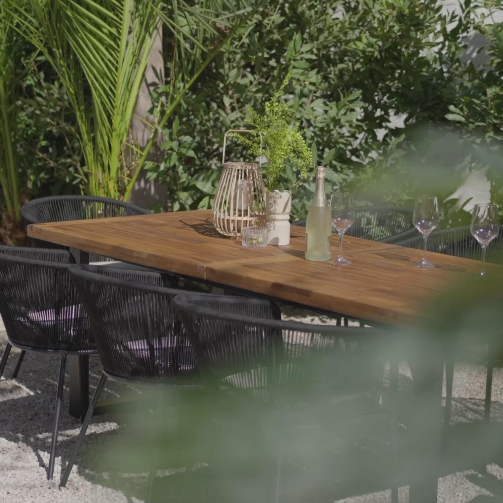 Hali 8 Seater Wooden Outdoor Dining Set with Hali Black Chairs - 235cm - Laura James
