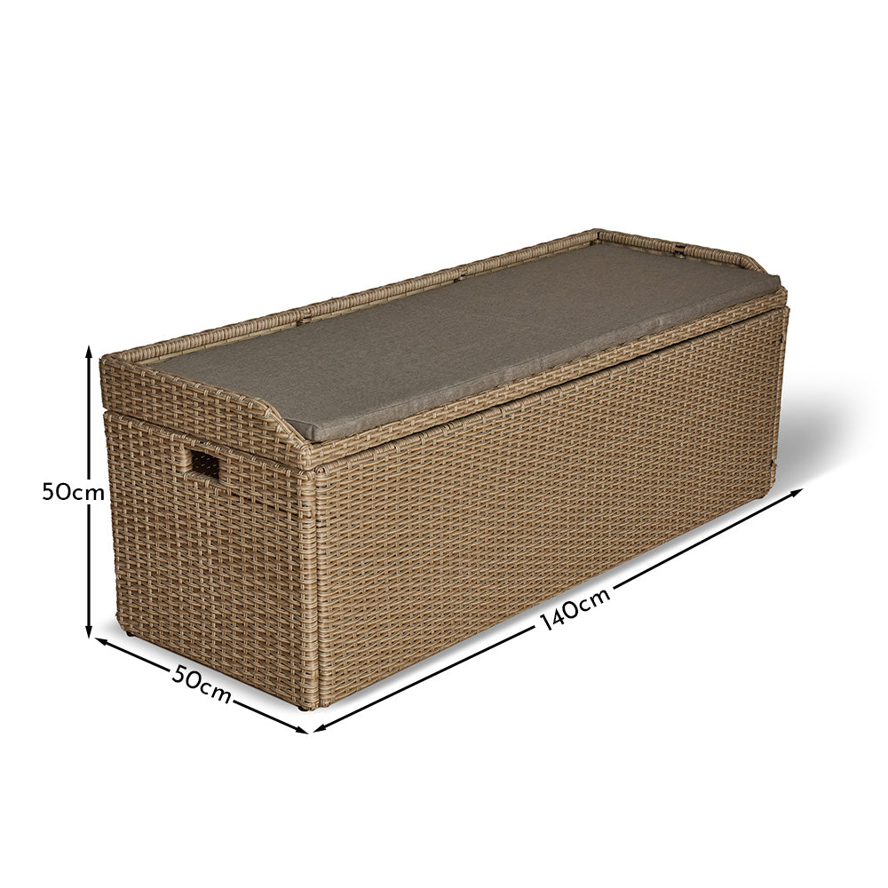 Rattan Storage Bench with Polywood Top - Natural Brown