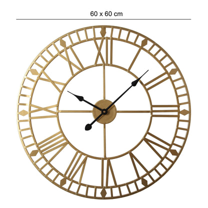 Riseley 60cm Metal Skeleton Wall Clock - Gold