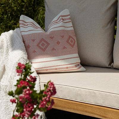 Rowan 3 Seater Wooden Garden Sofa & Footstool with Cream Lean Over Parasol