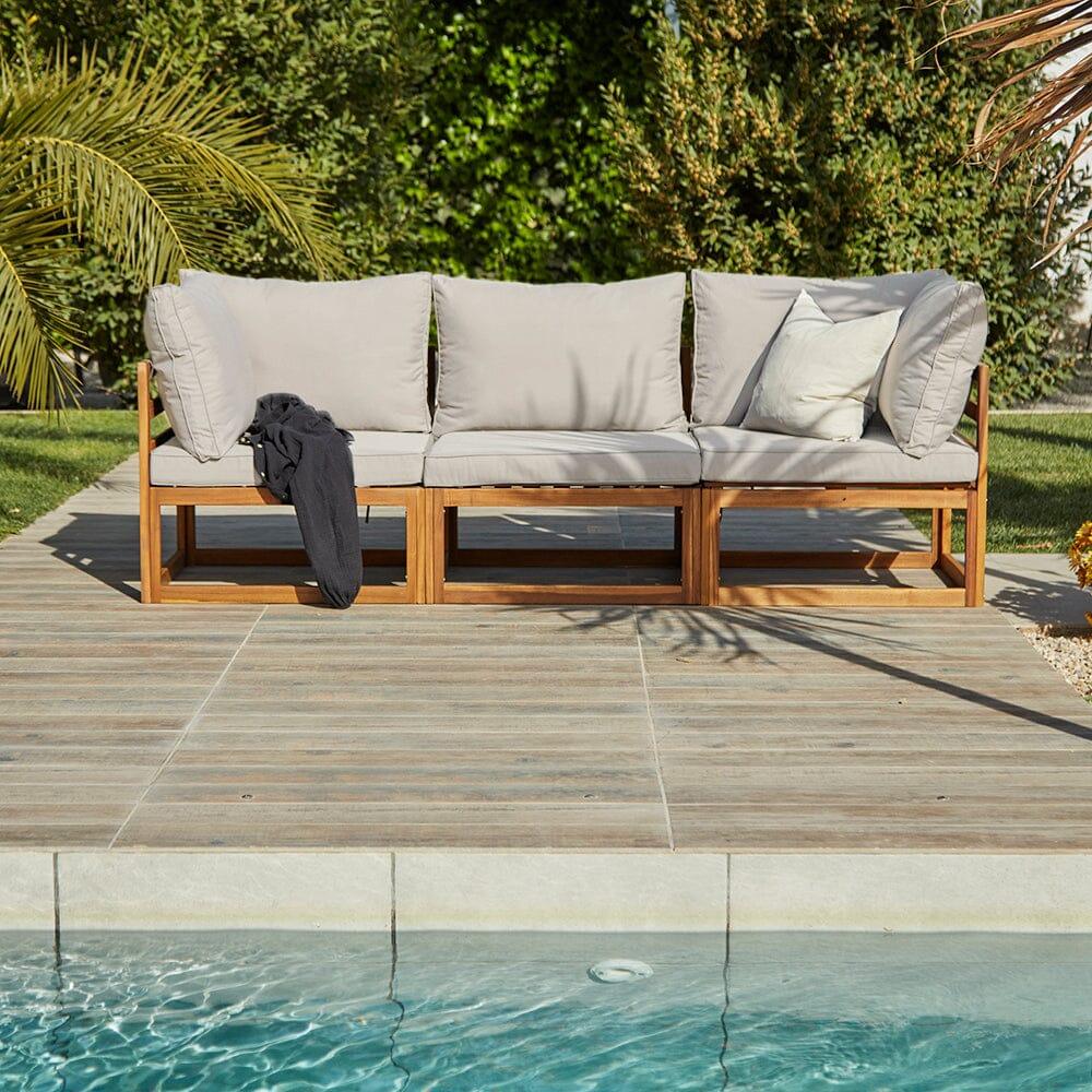 Rowan Natural 3 Seater Wooden Garden Sofa Set - Laura James