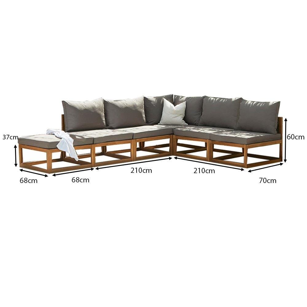 Rowan Natural 6 Seater Wooden Corner Sofa Set Laura James