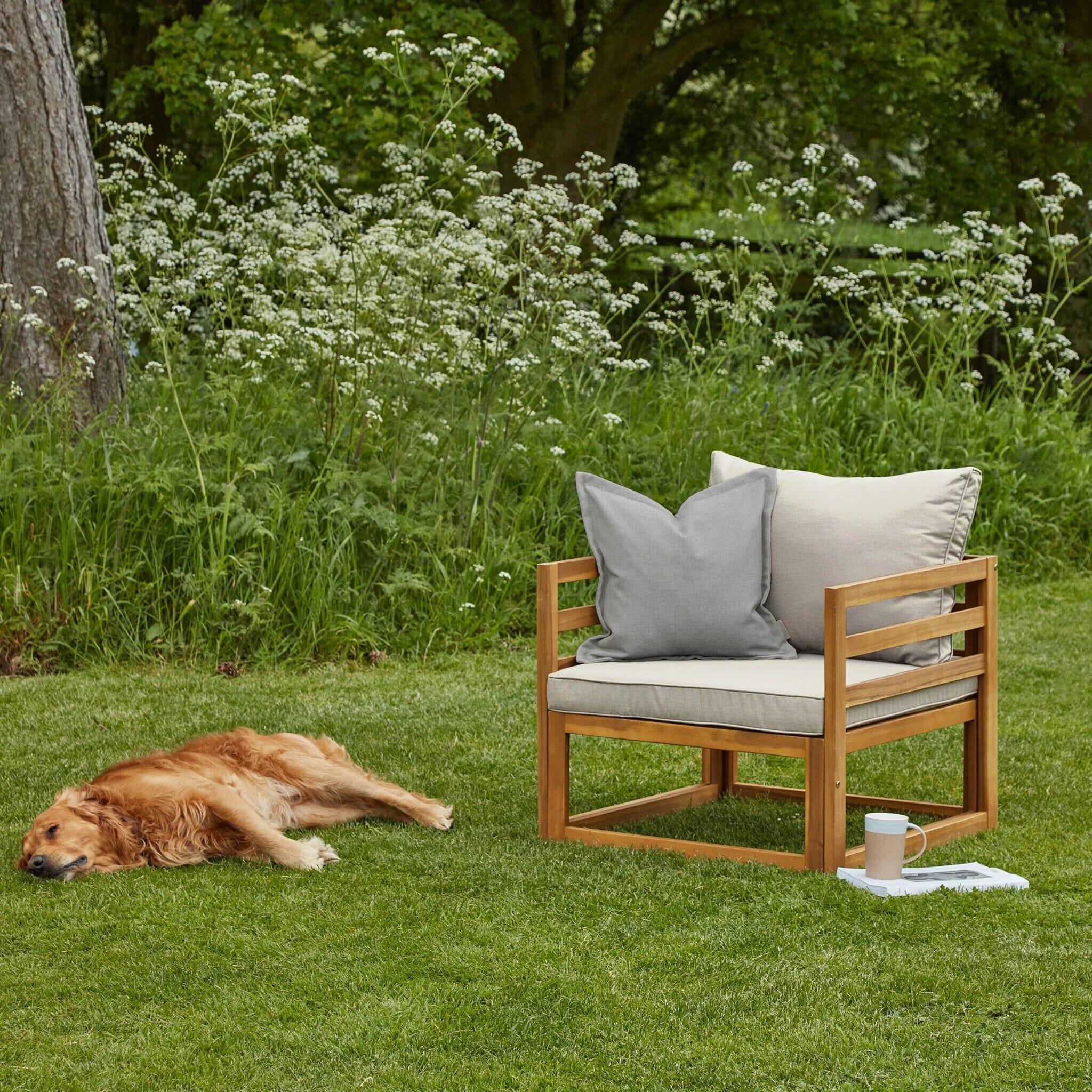 Rowan Natural Wooden Garden Armchair Laura James