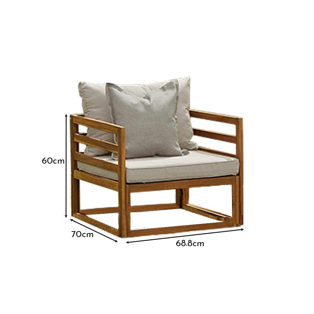 Rowan Wooden Garden Armchair - Natural - Laura James