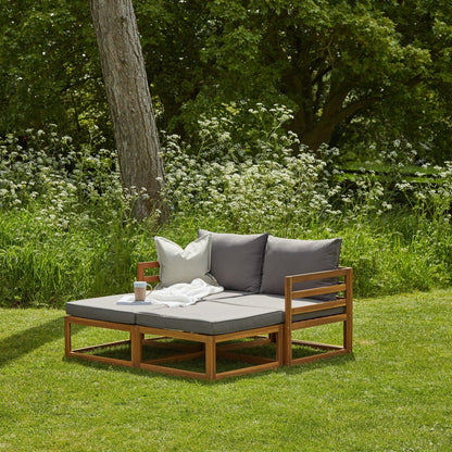 Rowan Wooden Garden Double Outdoor Sofa Bed - Grey