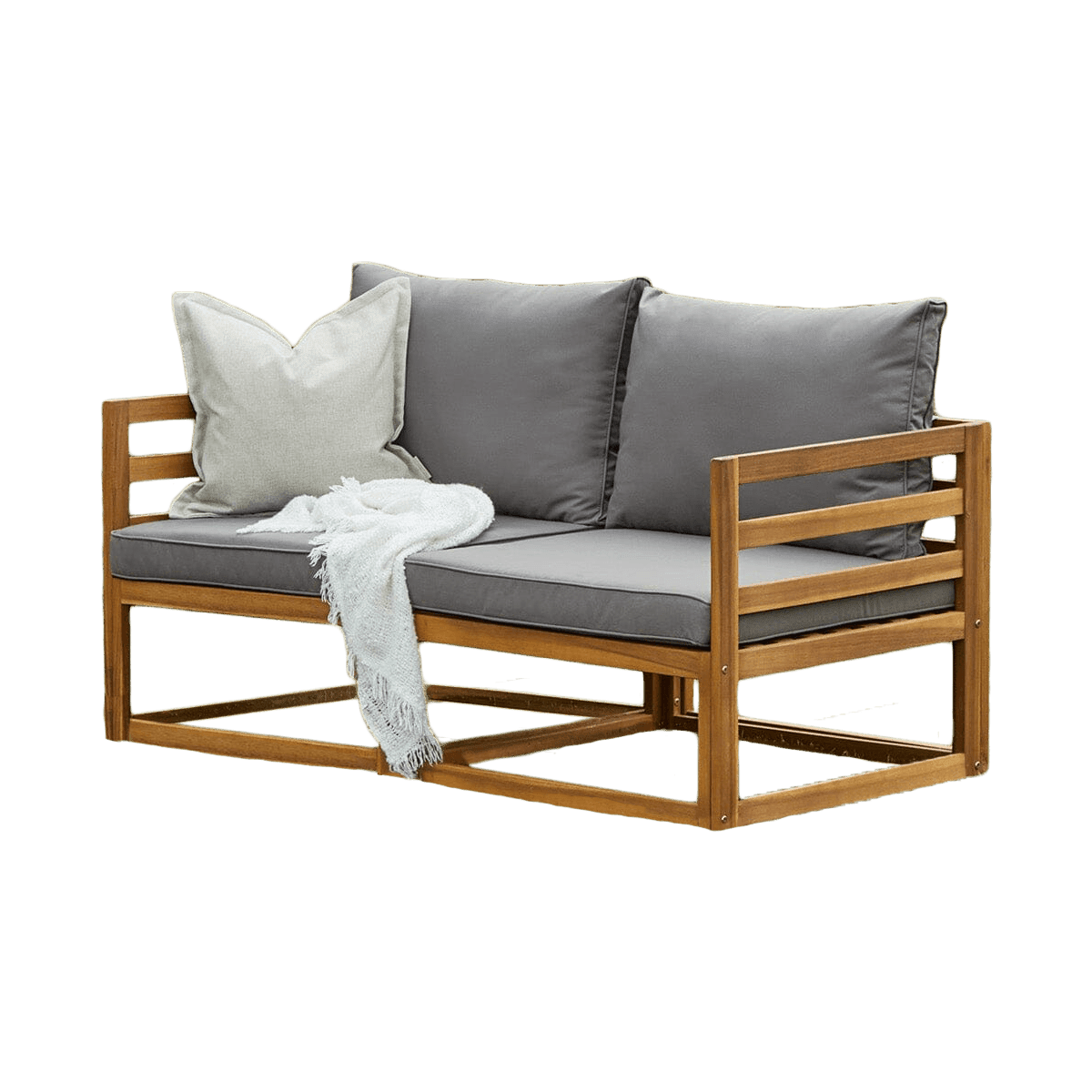 Rowan Wooden Garden Double Garden Sofa Bed - Grey