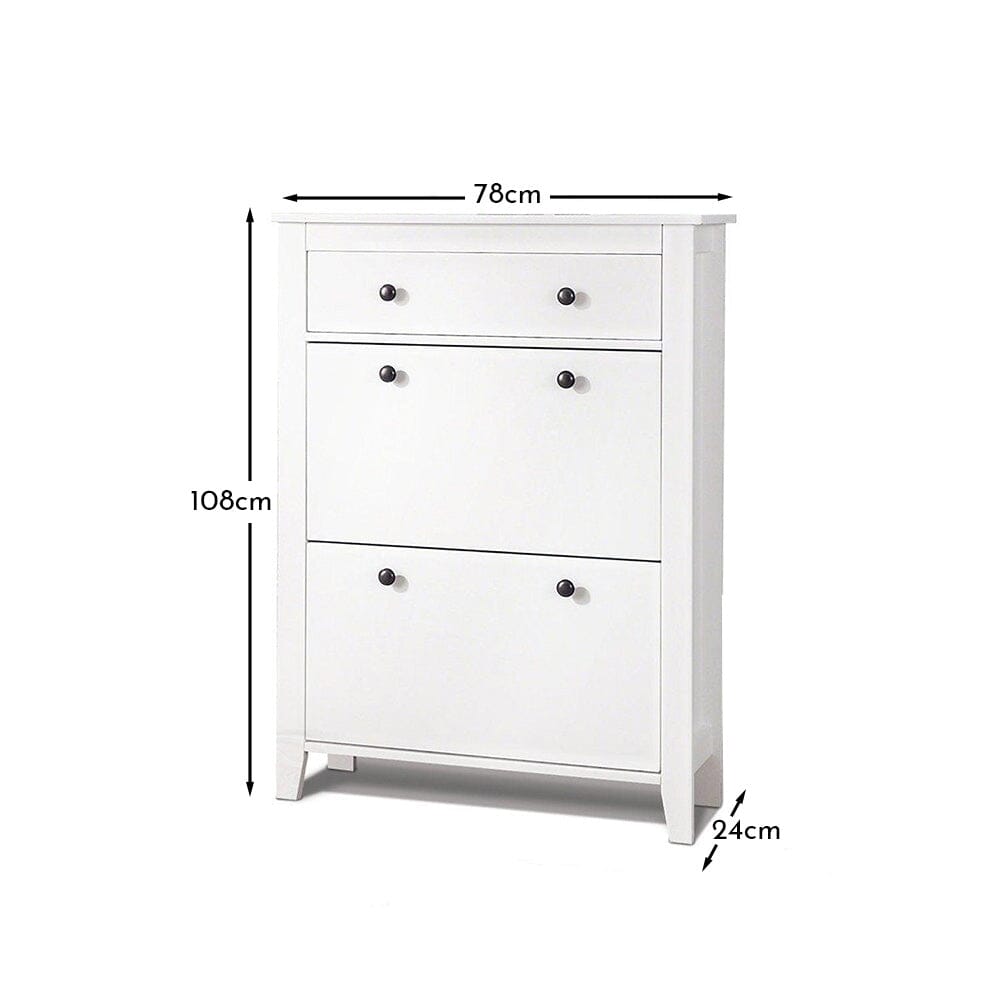 Sandhurst Shoe Cabinet - 3 Door - White