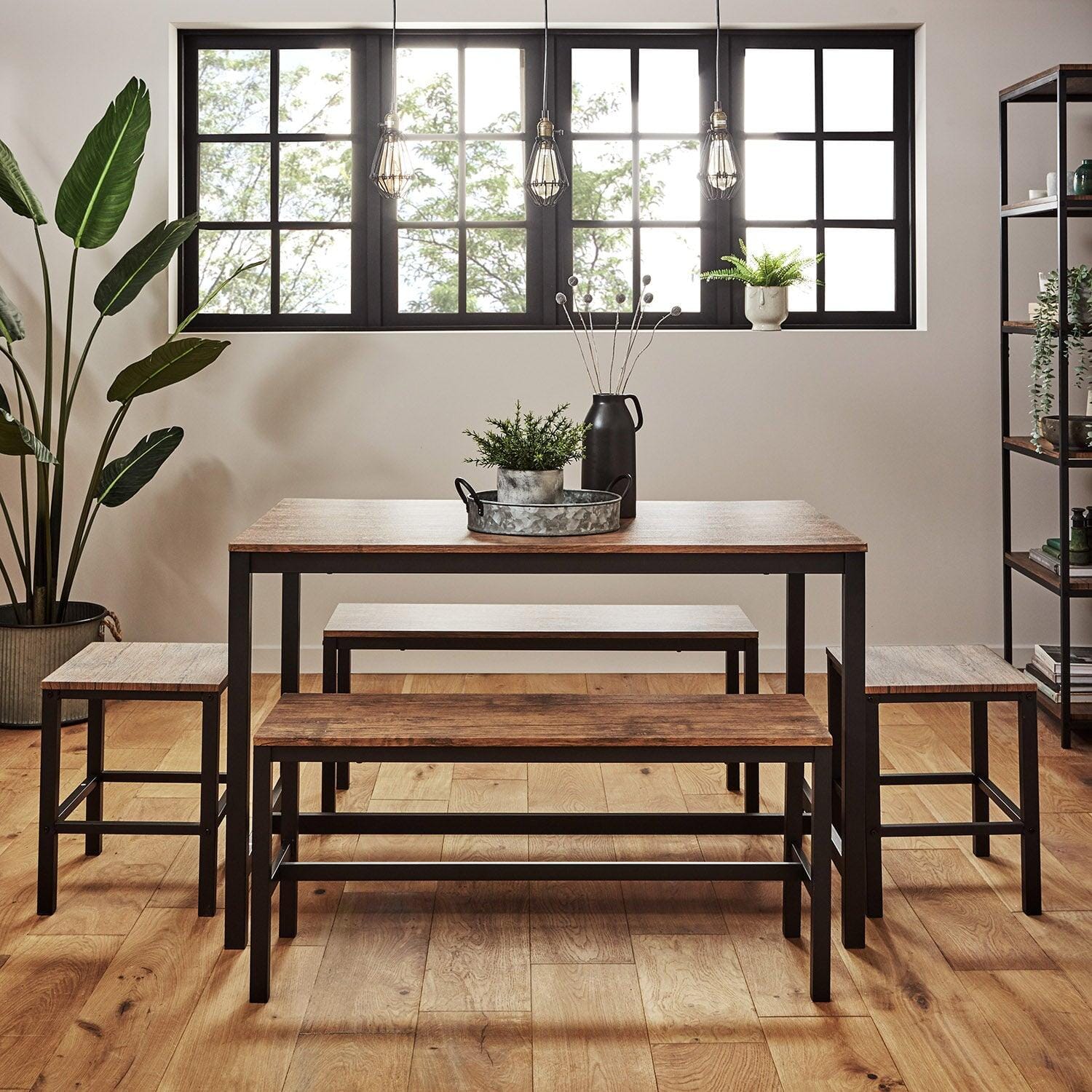 Sheffield Industrial Wood dining table - with black metal legs - Laura James