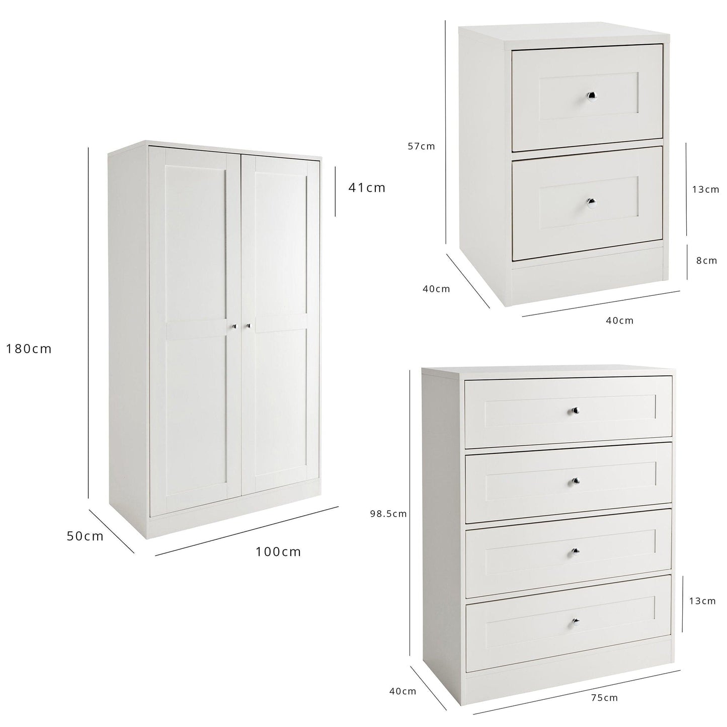 Stevie Bedroom Furniture Set - White